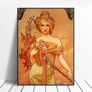 Альфонс Муха Холст Картина Искусство Принт Плакат Картина Стена Современный Минималистский Спальня Гостиная Украшения 21cm30cm NoFrame