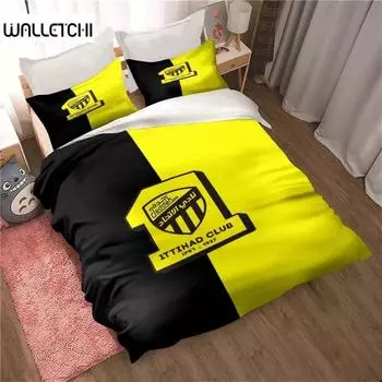 Al-Ittihad Club Jeddah Bedding Set Boys Girls Twin Queen Size Duvet Cover Pillowcase Bed Kids Adult Fashion Bed Linen Set 135x200cm 2pcs