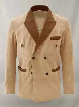 AL KHALID бежевый мужской пиджак из натуральной овчины, мягкая замша, формальный, ручной работы, для деловых вечеринок XS бежевый