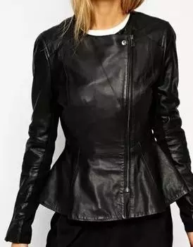 AL KHALID BIKER Женская куртка с круглым вырезом из 100% мягкой овчины Мото байкерская куртка XS чёрный