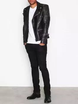 AL KHALID Черная куртка из натуральной овчины, стильная мужская кожаная куртка для мотоциклистов XS чёрный