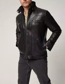 AL KHALID Черная куртка из натуральной овчины, стильная мужская кожаная куртка для мотоциклистов XS чёрный