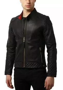 AL KHALID Design Новая мужская черная кожаная куртка из 100% овчины Стильная байкерская куртка для мотоциклистов XS чёрный
