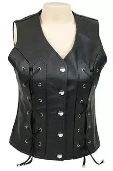 AL-KHALID кожаный жилет из овчины черного цвета на пуговицах, пальто, жилет женский классический стильный вестерн XS чёрный