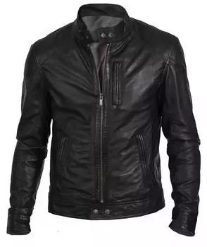 AL KHALID Мужская кожаная куртка Черная натуральная кожаная куртка для мотоцикла Стильная XS чёрный