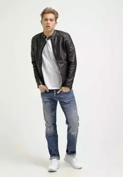 AL KHALID Мужская кожаная куртка Королевского черного цвета из натуральной овчины Куртка мотоциклетная XS чёрный