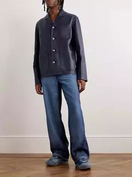 AL KHALID Мужская кожаная овчина Повседневная темно-синяя вечерняя классическая ручная работа официальная стильная рубашка XS темно-синий