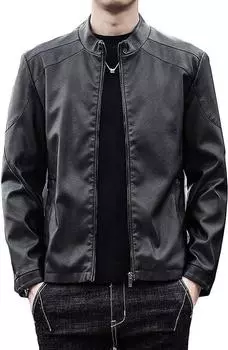 AL KHALID Мужская куртка для активного отдыха из 100% натуральной овчины на молнии, стильная черная XS чёрный