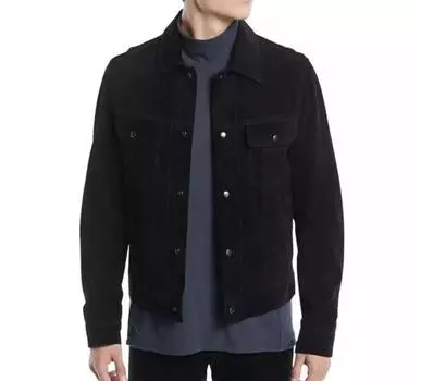 AL KHALID настоящая мягкая черная замшевая кожаная куртка в стиле мотоцикла мужская байкерская стильная XS чёрный