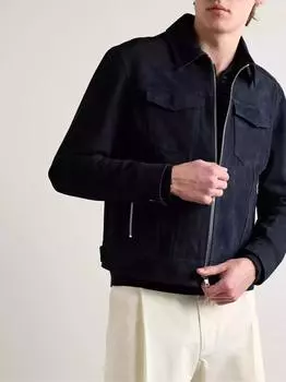 AL KHALID настоящая мягкая замшевая кожаная куртка в мотоциклетном стиле темно-синего цвета мужская байкерская стильная XS темно-синий