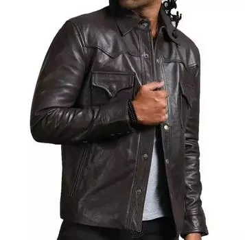 AL KHALID настоящая новая мужская черная кожаная рубашка из натуральной овчины повседневная модная рубашка XS чёрный