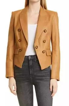 AL KHALID натуральная кожа ягненка новый стильный женский пиджак ручной работы для официальных вечеринок цвета загара XS дубильная кора