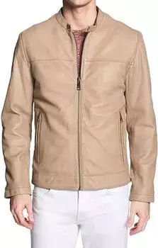 AL KHALID НОВАЯ мужская кремовая кожаная куртка из 100% натуральной овчины повседневная приталенная куртка XS бежевый