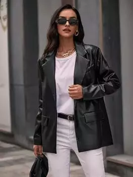 AL KHALID НОВЫЙ стильный черный женский пиджак ручной работы повседневный формальный из натуральной овчины XS чёрный