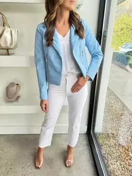 AL KHALID Новая мотоциклетная байкерская стильная синяя женская куртка ручной работы из натуральной овчины XS синий