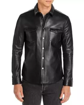 AL KHALID Новая мужская черная кожаная рубашка из натуральной овчины Стильная приталенная рубашка XS чёрный