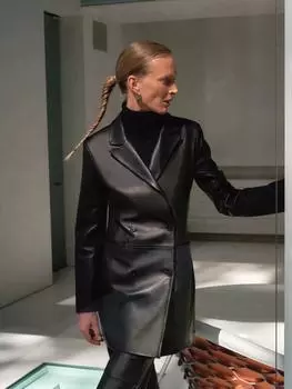 AL KHALID новый женский пиджак 100% натуральная овчина стиль приталенный пиджак пальто XS чёрный