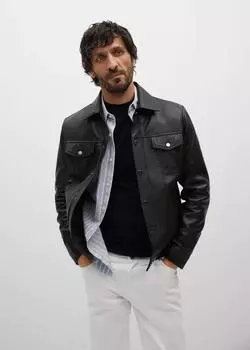 AL KHALID Повседневная официальная рубашка ручной работы из натуральной мягкой овчины черного цвета для мужчин XS чёрный