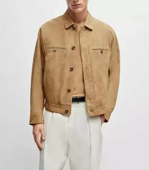 AL KHALID Real Soft Tan Suede Shirt Мотоциклетная куртка мужская байкерская стильная XS дубильная кора