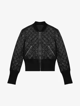 AL KHALID Стильная черная стеганая кожаная куртка для женщин из 100% овчины, байкерская куртка-бомбер XS чёрный