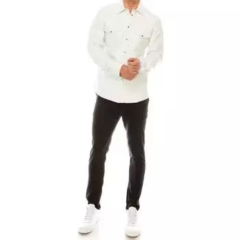 AL KHALID Стильная мужская рубашка из натуральной мягкой кожи ягненка с длинным рукавом ручной работы белого цвета XS белый