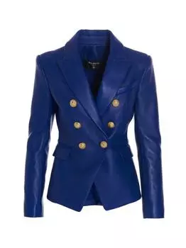 AL KHALID стильный новый подлинный классический пиджак из натуральной овчины на пуговицах синего цвета для женщин XS синий