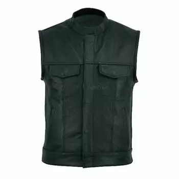 AL KHALID Western жилет пальто куртка из овчины для мужчин 100% натуральная кожа жилет на молнии XS зелёный