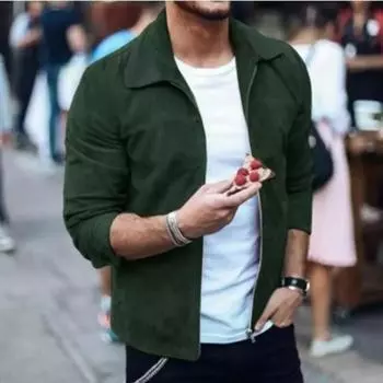 AL KHALID зеленая кожаная куртка для мужчин из чистой замши в мотоциклетном стиле, байкерская стильная XS зелёный