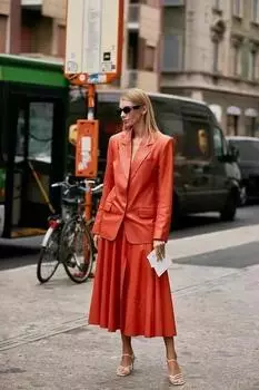 AL KHALID Женский стильный пиджак на пуговицах Оранжевая кожа Настоящая овчина Подлинная XS оранжевый