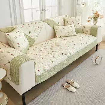 Al Lseason Universal Sofa Mat Towel Twill Washed Cotton Anti Slip Seat Cushion Small Floral Dustproof Couch Cover Cloth 70x70cm 1pcs