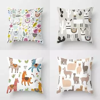 Альпака Мультфильм Кактус Кабинет Наволочка Офис Гостиная Дом Наволочка Автомобиль Украшения 40x40cm