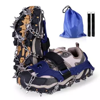 Альпинистская цепь из нержавеющей стали 420 с 19 карабинами, сумка для хранения льда и снега, унисекс, кошки, шипы, сталь, зубцы, в комплекте,