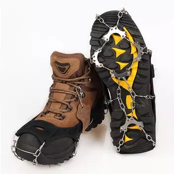 Альпинистская цепь из нержавеющей стали 420 с 19 карабинами, сумка для хранения льда и снега, унисекс, кошки, шипы, сталь, зубцы, в комплекте,