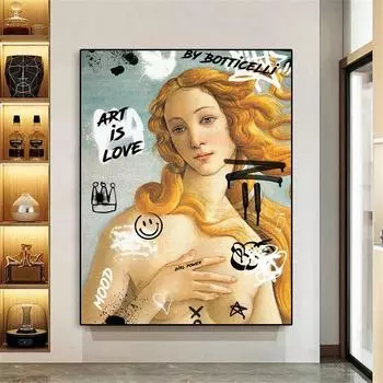 Альтер-художественный постер, уличные граффити, художественные принты, красочные принты «Рождение Венеры», феминистский холст, живопись, максималистский декор в стиле Ренессанс 21cm30cm NoFrame