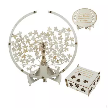 Альтернатива свадебной гостевой книге, книга для записей посетителей, 80 шт. деревянных кленовых листьев и рамка-коробка для