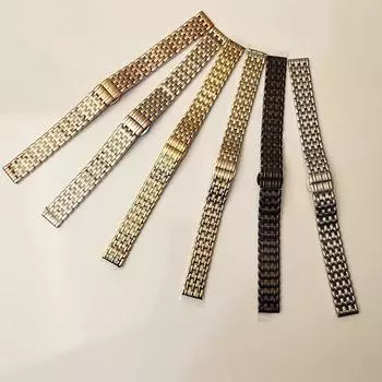 Альтернативные часы серии Langmoqin Jialan со стальным ремешком для мужчин и женщин из цельной нержавеющей стали с пряжкой-бабочкой, аксессуары для браслета 14 14mm серебряный