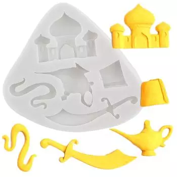 Аладдин Миф Тематическая силиконовая форма Лампа Нож Чайник Дом Замок Форма для помадки Украшение торта Кекс Конфеты Шоколадные формы