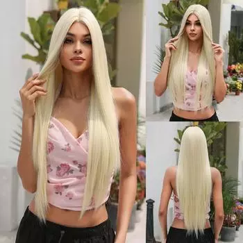 AlAN AETON Белый Блондинка Парик Парики Фронта Шнурка Синтетические Волосы Женский Длинный Прямой Парик Женский Женский Косплей Бесплатная Доставка Высокая Плотность