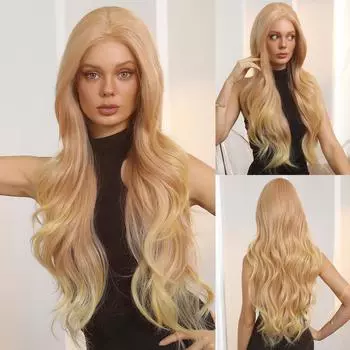 ALAN EATON 13*6 парики спереди светло-золотистые блондинки Ombre синтетические длинные волнистые парики для женщин ежедневный косплей волосы высокой плотности