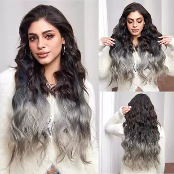 ALAN EATON 22 дюйма цельный большой волнистый длинный вьющийся наращивание волос градиент парижская живопись окрашенный парик наращивание волос натуральный пушистый