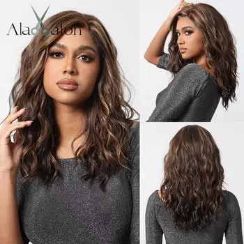 ALAN EATON Длинные кружевные синтетические парики волнистые коричневые светлые парики детские волосы для чернокожих женщин натуральные высокой плотности 28 дюймов