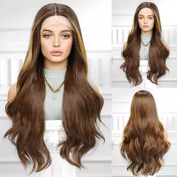 ALAN EATON Длинный Парик Фронта Шнурка Фиолетовый Яркие Волнистые Парики Цвет Боковой Части для Женщин Повседневная Вечеринка Косплей Свадьба Высокая Плотность