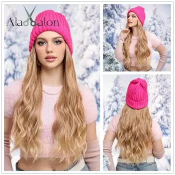 ALAN EATON Hat, парики, шапка с волосами, светлый цвет, синтетические наращивание волос для женщин, повседневная вечеринка, высокотемпературное волокно
