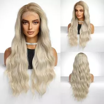 ALAN EATON HD 13x6 парики из лака, светлые синтетические длинные волнистые вьющиеся парики для женщин, парик для косплея с высокой плотностью волос, термостойкий парик