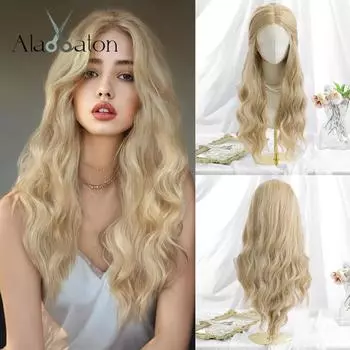 ALAN EATON Lace Front Blonde Ombre парики синтетический длинный прямой парик с темными корнями для женщин повседневный косплей вечеринка термостойкое волокно