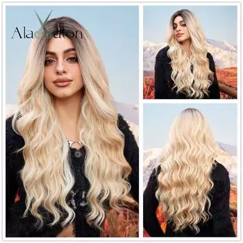 ALAN EATON, парики спереди, черные синтетические длинные волнистые вьющиеся парики с ремешком для женщин, парик из волос высокой плотности для косплея