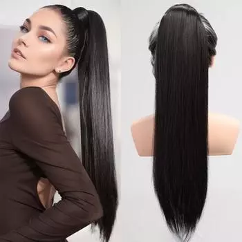 ALAN EATON Ponytails Extension 22 дюйма Длинные прямые конские хвосты Натуральные синтетические накладные волосы на заколках для женщин. Особенности