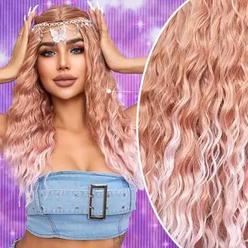 ALAN EATON Синтетический парик Барби Длинные волнистые вьющиеся омбре Парики от темно-розового до светло-розового цвета для женщин и девочек Термостойкие