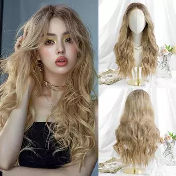 ALAN EATON Синтетический женский парик на шнурке 13x4 Длинные волнистые парики Светлый цвет Повседневные вечерние Жаростойкие волосы высокой плотности