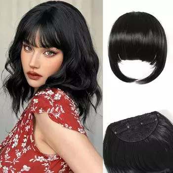 ALAN EATON Заколка для наращивания челки Синтетическая натуральная челка Hiarbang Воздушная челка Зажим для челки